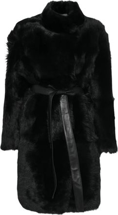 Yves Salomon Black 95CM Lamb Shearling Coat