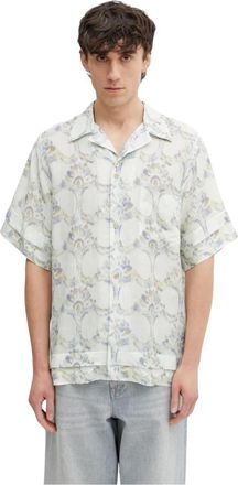 Wales Bonner Lotus Bowling Shirt - Heren - Korte mouwen Overhemden - Veelkleurig - M - Linnen - Overhemden