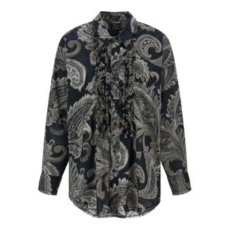 R13 Shredded Seam Ruffle Shirt - female - R13 - Shirts - Multicolor - XS - Blouses & Shirts