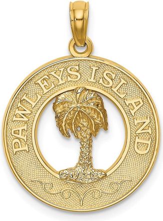 Diamond2Deal 14k Yellow Gold PAWLEYS ISLAND Palm Tree Charm Pendant
