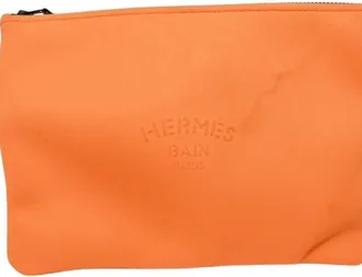 Herm&egrave;s Orange Canvas Pouch (Pre-Owned)