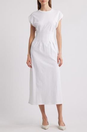 Frame Denim The Nipped Organic Cotton Jersey Midi Dress in White at Nordstrom Rack, Size X-Large