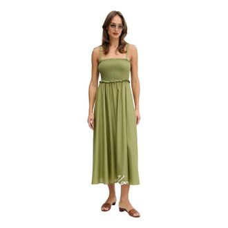 Karl Lagerfeld Kleedjes, Dames, Groen, M, Katoen, Maxi Jurk