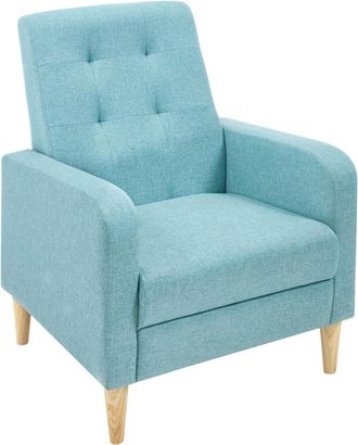 Woltu Sill&oacute;n Relax De Lino Con Patas De Madera, Azul - Woltu