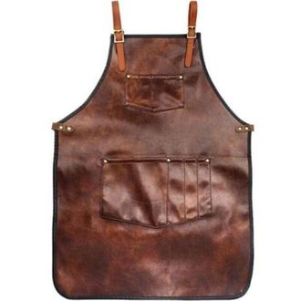 OEM Delantal De Cocina Para Hombre Y Mujer, Delantal De Cuero Impermeable Con Bolsillos, Tirantes Cruzados Para Cocina, Barbacoa, Cocinar, Peluquer&iacute;a, Bar