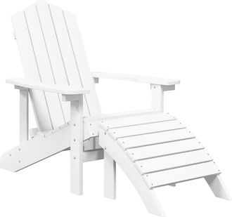 vidaXL Vidaxl - Silla De Jard&iacute;n Adirondack Con Reposapi&eacute;s Hdpe Blanco