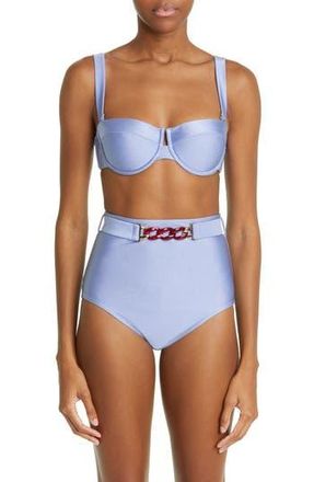 Zimmermann Cira Chain Detail High Waist Bikini Bottoms in Cornflower at Nordstrom Rack, Size 3 (Fits Like 10 Us)