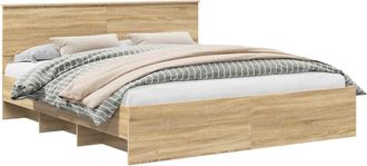 vidaXL Estructura De Cama Con Cabecera Roble Sonoma 200 X 200 Cm Vidaxl
