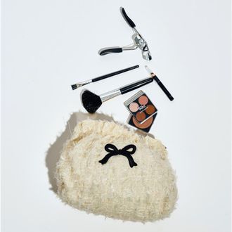 Urban Expression Fluffette Cosmetic & Travel Organizer Pouch in Cream Black at Nordstrom