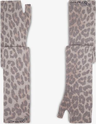 Ganni Brown Printed Wool Knit Warmers