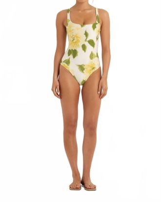 Peony Square Neck One Piece Swimsuit In Claire De Lune