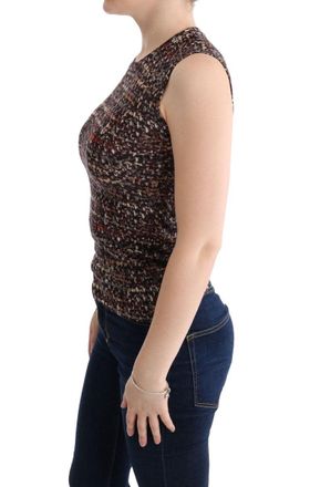 Dolce & Gabbana Womens Multicolor Print Knit Top Wool T-Shirt Virgin