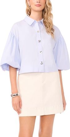Vince Camuto Puff Sleeve Boxy Shirt in Sky at Nordstrom, Size X-Large