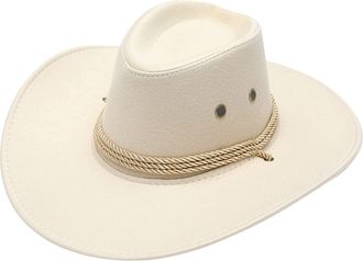 Generic Cowboy Boots for Men Adult Costume Women Adult Casual Solid Summer Fashion Cowboy Sun Hat Wide Brim Travel Sun Cap Dress up Hats for Boys Age 4 Womens