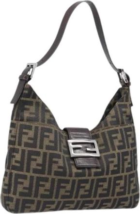 Fendi Pre-owned Zucca Canvas Shoulder Bag - Dames - Vintage Schoudertas - Bruin - ONE Size - Leer - Vintage
