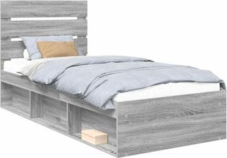vidaXL Bed Frame Grey Sonoma 90 x 200 cm Solid Pine Wood vidaXL