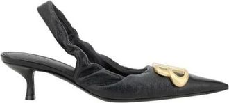 Balenciaga Schoenen, Dames, Zwart, 36 EU, Stijlvolle Leren Slingback Kitten Heel Pumps