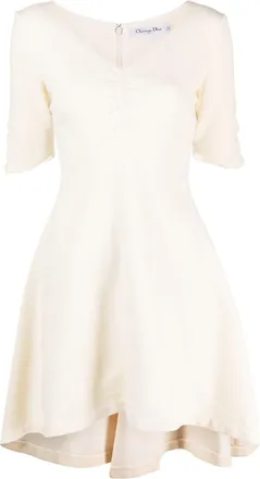 Dior 2010s flared wool minidress - women - Silk/Wool - 38 - Neutrals