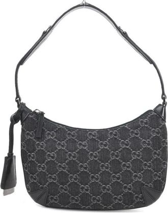 Gucci Pre-owned Shoulder Bags, female, Black, Size: ONE SIZE Pre-owned Elegant Hobo Style Shoulder Bag with Stylish Pattern and Premium Leather Trim