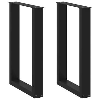 Berkfield Home Coffee Table Legs U-Shaped 2 pcs Black 50x(72-73) cm Steel