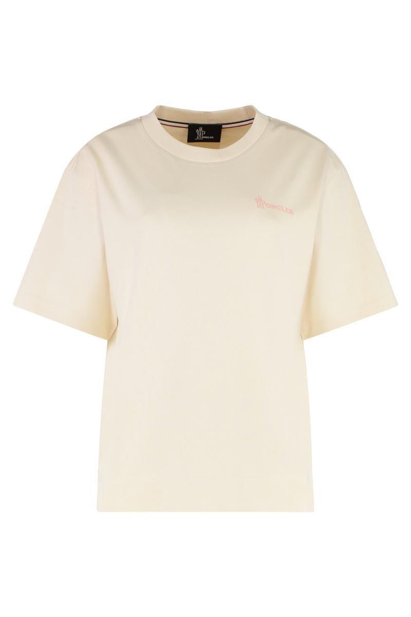 Moncler Cotton T Shirt With Tone On Tone Embroidered Logo