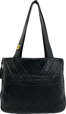 Chanel Black Leather Shoulder Bag Tote Bag (Pre-Owned)