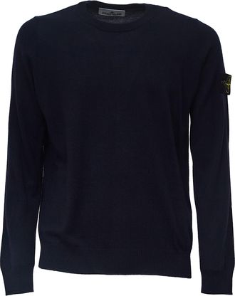 Stone Island Ribbed Crew Neck Sweater In Pure Rws Wool