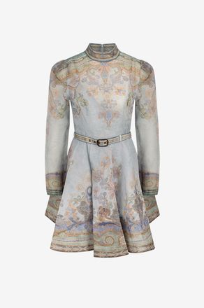 Zimmermann Ausgestelltes Minikleid aus Organza Eden Blue Paisley