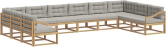 vidaXL Conjunto De Sof&aacute;s De Exterior 10 Uds. Blanco Y Gris Claro Vidaxl
