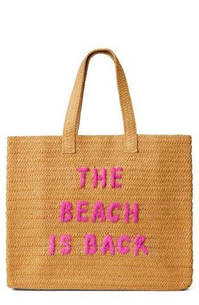 BTB Los Angeles The Beach is Back Straw Tote in Sand/fuchsia at Nordstrom Rack