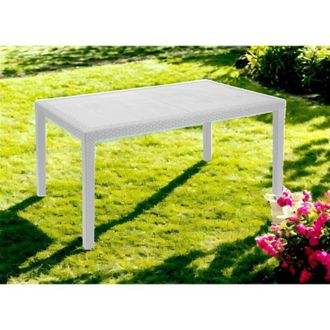 Progarden Tavolo rettangolare in resina bianco 6 posti da pic nic interno esterno con 4 gambe pratico e comodo per giardino