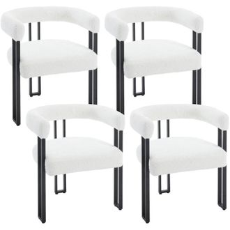 Woltu 4x Sedie da Pranzo Sedie da Cucina con Gambe in Metallo per Sala da Pranzo, Ciniglia, Crema