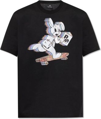 Paul Smith Tops, Heren, Zwart, M, Katoen, T-shirt met kleurrijke print