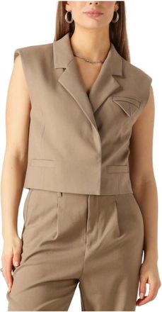 Copenhagen Muse Jassen, Dames, Bruin, L, Leer, Kort Gilet Blazer