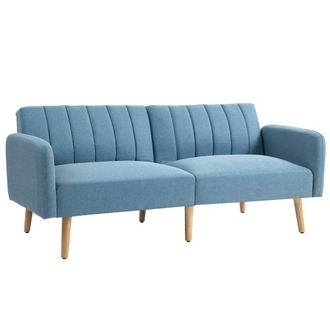 HOMCOM Sof&aacute; cama 173x75x73 cm azul claro