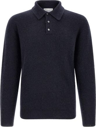 Roberto Collina Navy Blue Shirt Collar Polo