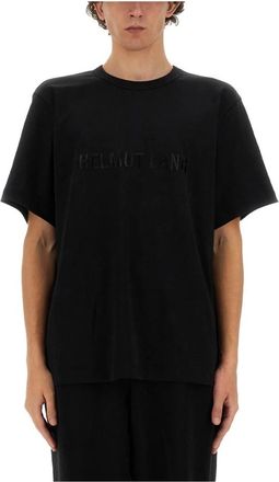 Helmut Lang T-shirt met Geborduurd Logo - Heren - T-shirts - Zwart - XL - Tops
