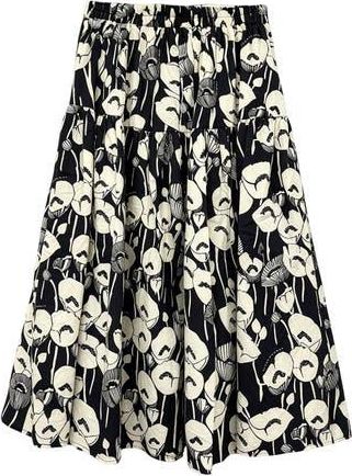 WD&bull;NY Floral Cotton Pull-On Skirt in Black/White Floral Print at Nordstrom Rack, Size Large