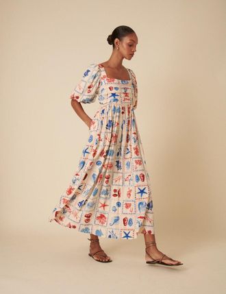 Nobody's Child Beige Shell Print Nova Midi Dress