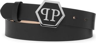 Philipp Plein Leren Riem Hexagon - Dames - Riemen - Zwart - 80 CM - Leer - Accessoires