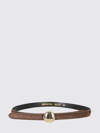 Semicouture Brown Calfskin Leather Belt with Square Metallic Buckle