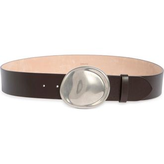 Khaite Keefe Leather Belt in 950 Dark Brown at Nordstrom, Size 75