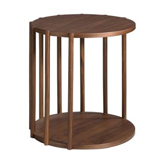 Angel Cerd&aacute; Round Walnut Veneer Corner Side Table, 45x47 cm in Brown