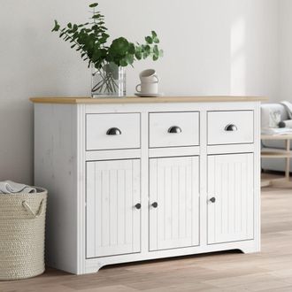 vidaXL Vidaxl - Aparador Bodo Madera Maciza Pino Blanco Y Marr&oacute;n 115,5x44x80 Cm