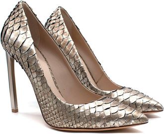 RALPH & RUSSO Gold Antique Python Leather Heels Size 36