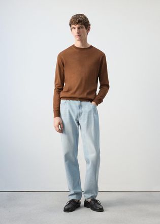 Mango Pullover 100% lana maglia sottile caramello - Uomo - XXL - MANGO MAN