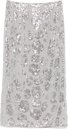 Rotate sequin chiffon midi skirt - women - Recycled Polyester/Recycled Polyester - 36 - Grey