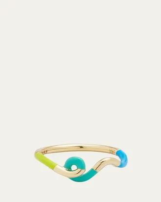 Bea Bongiasca Wow Mini Snake Ring with Lime Green and Mint Enamel