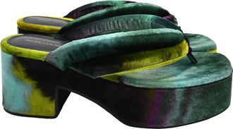 Dries Van Noten Thong Platform Sandals in Multicolor Velvet