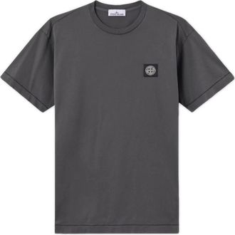 Stone Island Slim-fit T-shirt met Compass patch - Heren - T-shirts - Grijs - XL - Katoen - Tops